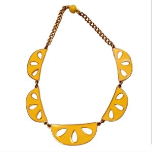 Slice of lemon enamel necklace choker 16" fruit slice